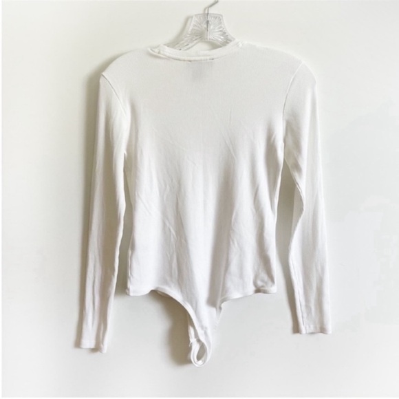 House of Harlow 1960 Revolve bodysuit white ribbed long sleeve cheeky - Picture 7 of 7